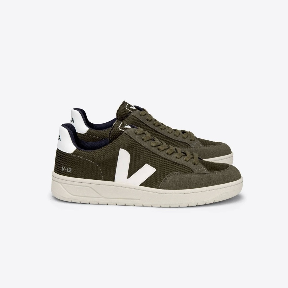 Veja V-12 Khaki and White Women's Sneakers
